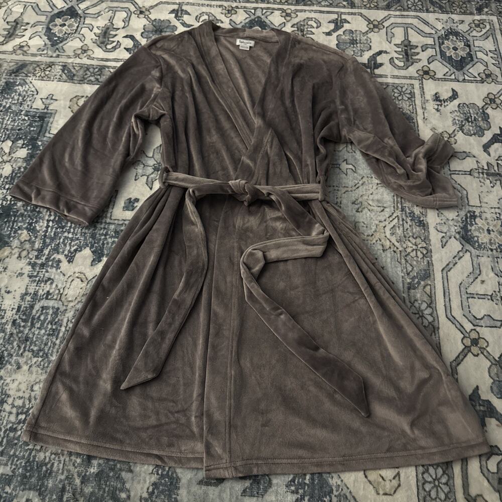 Cozy Splendid Velour Robe Sable Gray Size Large / Extra Large